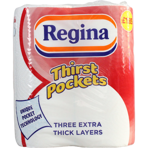 Regina THIRST POCKETS KITCHEN ROLL 3PLY 2 PACK