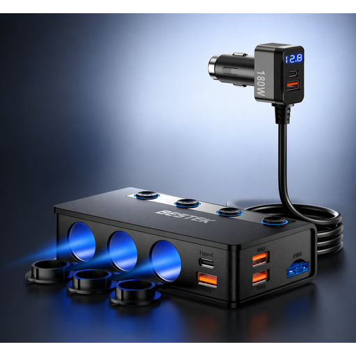 BESTEK 9-in-1 180W Cigarette Lighter Distributor