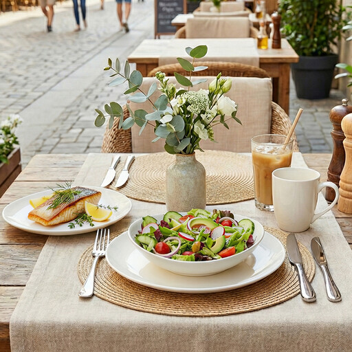 Organic 4-Piece White Ceramic Tableware Set with Mug