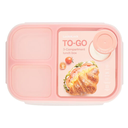 LocknLock 3-Compartment Lunch Box in Pink