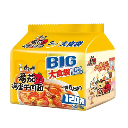 康师傅番茄鸡蛋牛肉面大食袋 5 连包