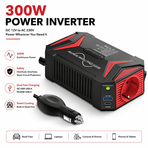 BESTEK 300W Pure Sine Wave Car Inverter