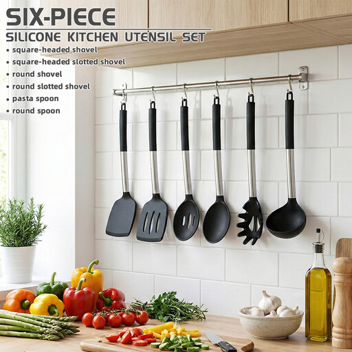Set de 6 ustensiles de cuisine en silicone