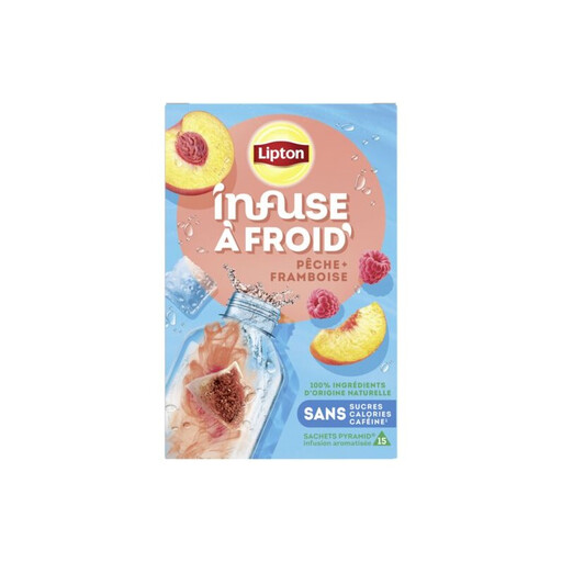 Lipton Cold Brew Peach and Raspberry, box of 15 tea bags