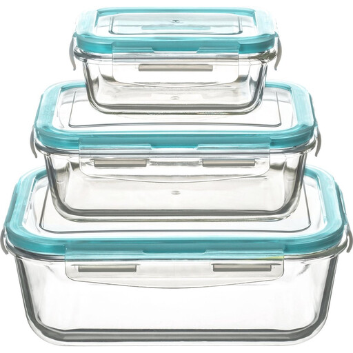 5five Rectangular Glass Storage Containers Set - 3 stuks