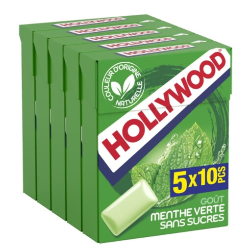 HOLLYWOOD Mint Gum 口香糖，5 包装，每包 14 g