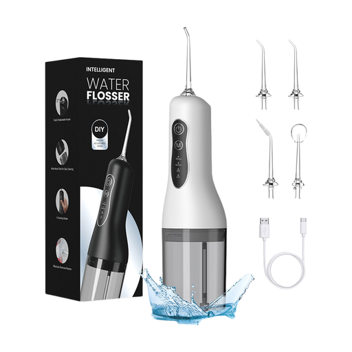 Sunluxy Portable Wireless Water Flosser – 140PSI High-pressure Pulsed Water Stream, 4 Modes, 260ml Detachable Tank, 50-Day Battery Life, Smart Memory Function, Equipped with 3 Types of Nozzles, Lightweight Design for Travel, L5 White
