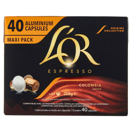 L'OR Colombia 咖啡胶囊，兼容 Nespresso，40 粒装