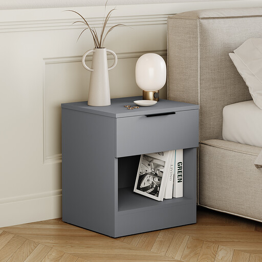 Vida Designs Trega 1 Drawer Bedside Chest, Grey