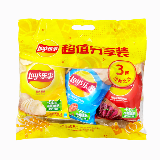 Lay's Multi-flavour Chip Pack (Plain + Barbecue) 210g