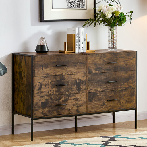 Vida Designs Brooklyn 6 Drawer Chest, Dark Wood