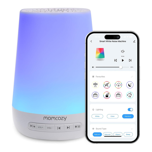 Momcozy Sound Machine - 34 Soothing Sounds, 7-Colour Night Light