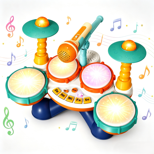 Kids Drum Set with Real Working Microphone