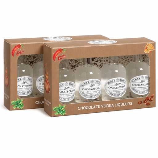 Pack of 2 - Miniature 4 Bottle Chocolate Vodka Liqueurs Box 25% ABV 200ml