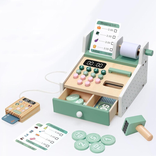 OSLINE Toy Cash Register for Kids, Green, Set of 1