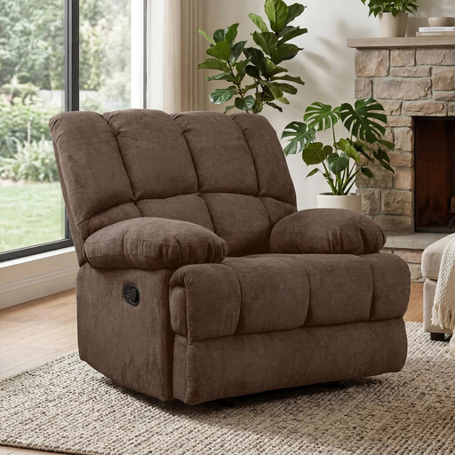 HONEYOU Oversized Rocking Recliner Chair in Braun