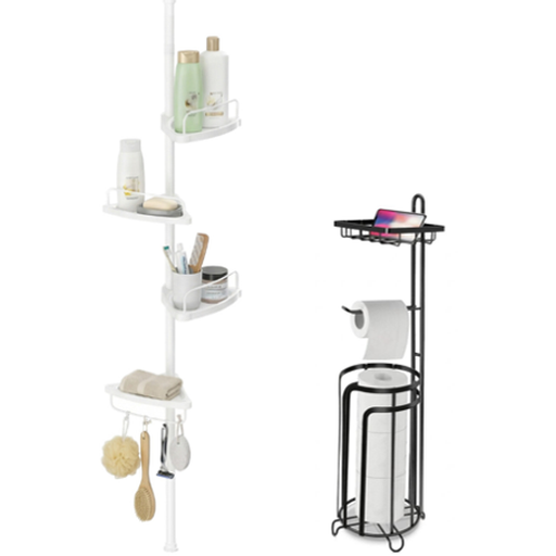 [Bathroom Storage Set] SRD Freestanding Towel Rack + Ochama Shower Shelf