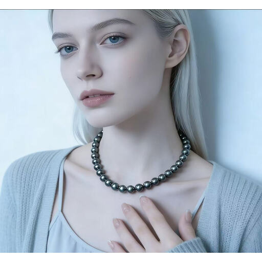 VoxorAI XL24 10mm Dark Grey Pearl Necklace