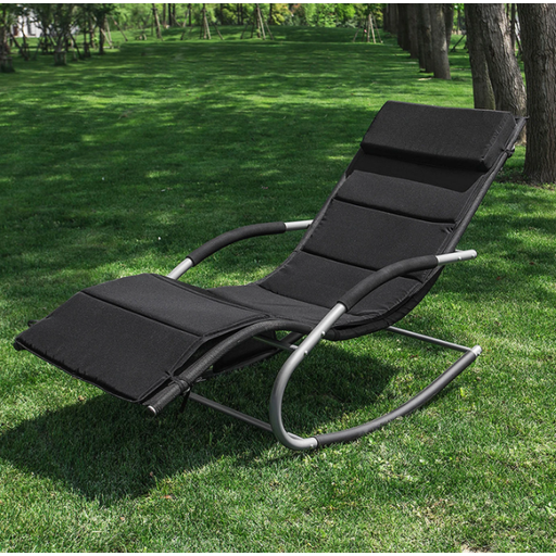[With Cushion]SoBuy Sun Lounger for the Garden, Garden Recliner, Zero Gravity Chair with Headrest & Side Pocket