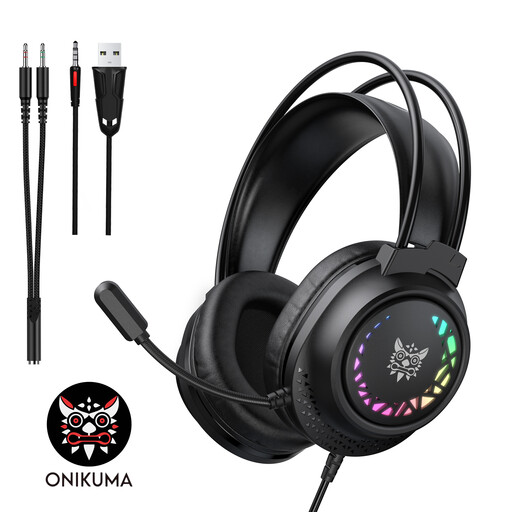 ONIKUMA X92 有线游戏耳机，带 RGB 灯效