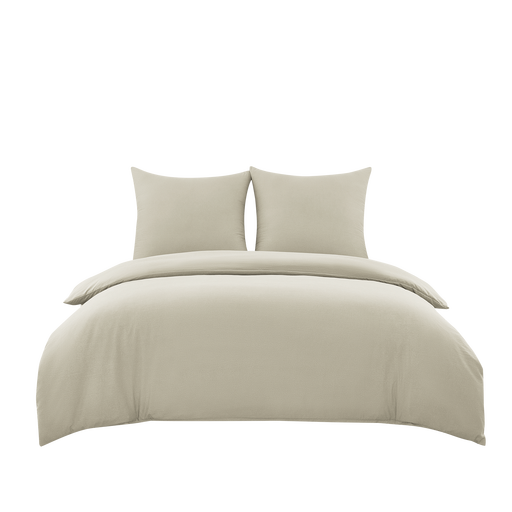 Polyester microfibre duvet cover set in natural linen colour