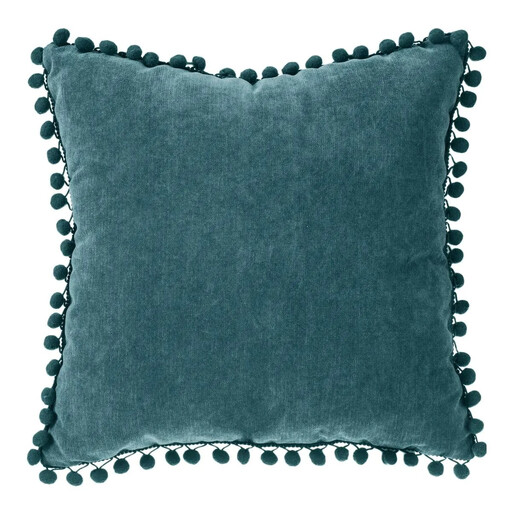 Pompom cushion 40 x 40 teal