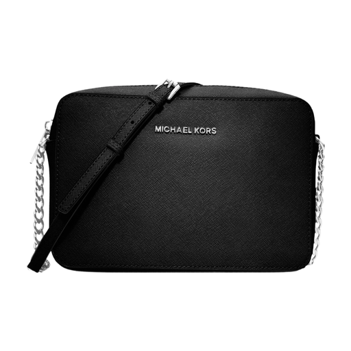 MICHAEL KORS JET SET ITEM Black Leather Crossbody
