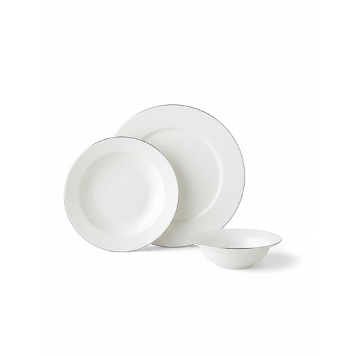English Home Parma porcelain dinner service with silver accents