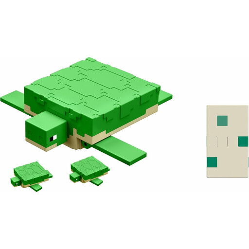 MATTEL Minecraft Action Figure Turtle - Green & White, 3.25 Inches
