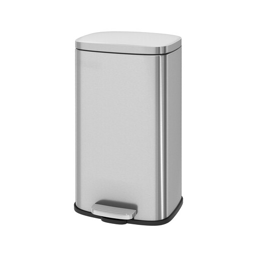 JOYFURNOS 30L Kitchen Rubbish Bin with Soft-Close Lid and Inner Bucket, Silver