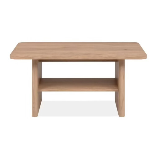 Genf 55B Coffee Table – 1 Open Shelf, Rounded Edges, Wood-Effect Finish – W. 90 cm x H. 42 cm x D. 56 cm