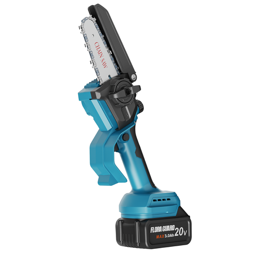 FLORA GUARD 6-Inch Cordless Brushless Mini Chainsaw with 2×3000mAh Makita Batteries & Charger – 600W High-Speed, Auto Lubrication, Handheld Electric Chainsaw