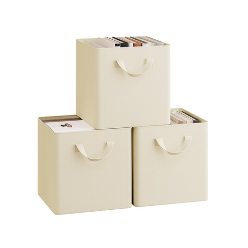 WOLTU Faltbare Aufbewahrungsboxen 3er-Set, Stoffboxen mit Griffen und Metallrahmen, 26x26x26,5cm