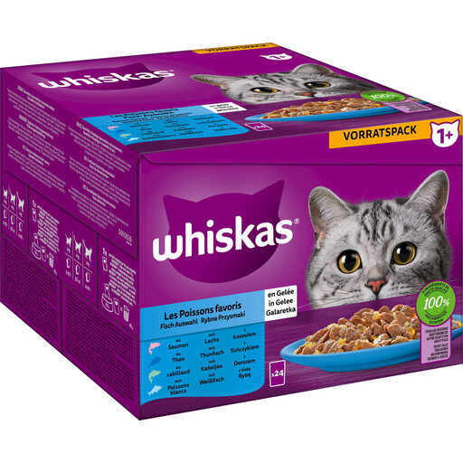 Whiskas 1+ Fischauswahl in Gelee 24 x 85g