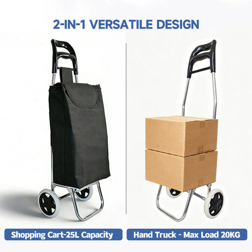 Strong bird 2026 New Model | Ergonomic Handle Black Large-Size Folding Shopping Trolley
