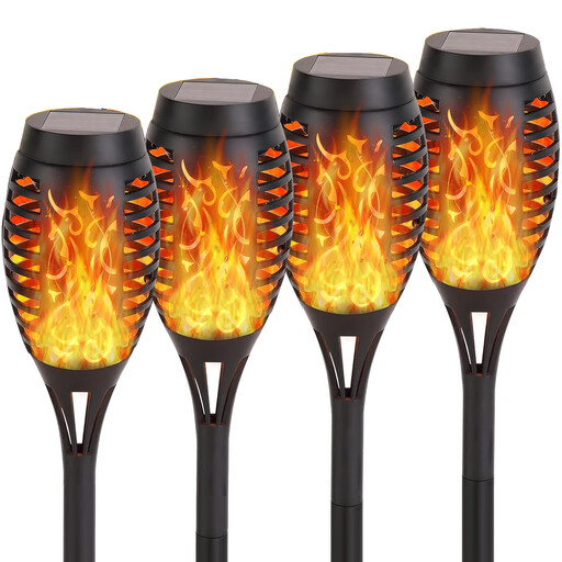 Solarleuchten für Au?en Garten 4 Stück, 12LED GRO?E Solarfackeln