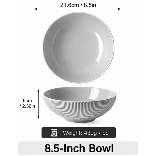 JIWOO Moire 8.5" Soup Plate Glossy Grey 1 PCS