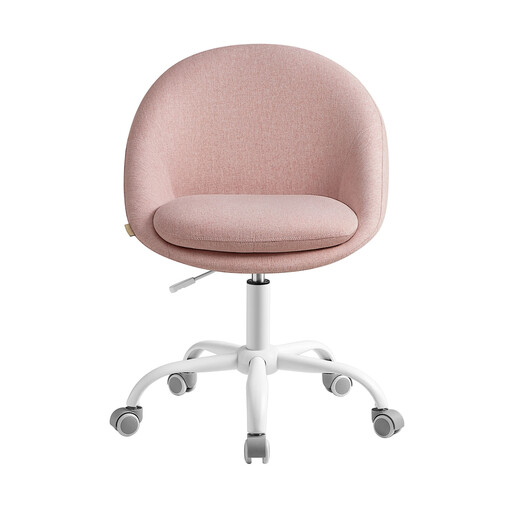 SONGMICS Office and Makeup Chair in Pink Cotton-Linen Blend
