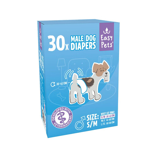EasyPets Dog Diapers for Male Dogs, Size S/M, 30 Count