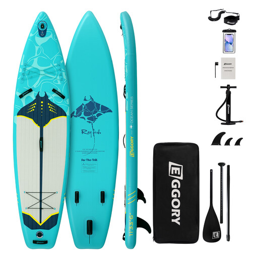 EGGORY Inflatable Stand Up Paddle Board Ray Green 3350*840*150mm 1pc