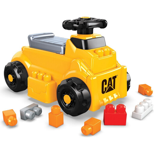 Mega Bloks CAT Excavator Building Set - 10 Large Blocks, Black & Yellow