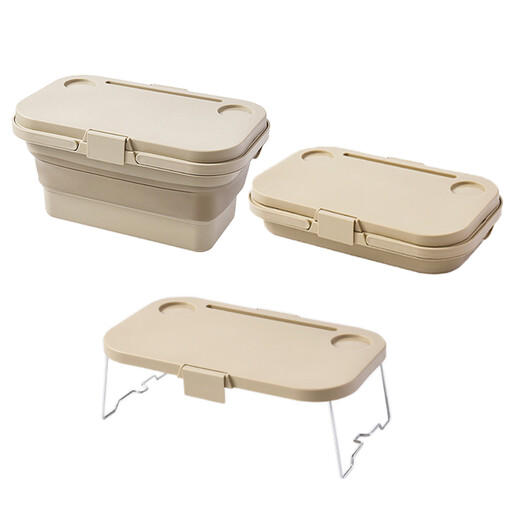JORDAN&JUDY Foldable Handheld Storage Basket, Lid Can Serve as Mini Table