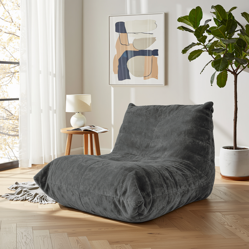 URBAN MEUBLE Chenille Bean Bag Chair Series Lazy Sofa Dark Gray