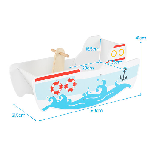 Wooden Rocking Chair, 40° Rocking Motion, Nautical-Style Design