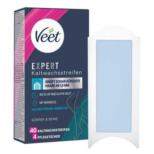 Veet EXPERT Kaltwachsstreifen Beine & K?rper, Alle Hauttypen, 40 Stück