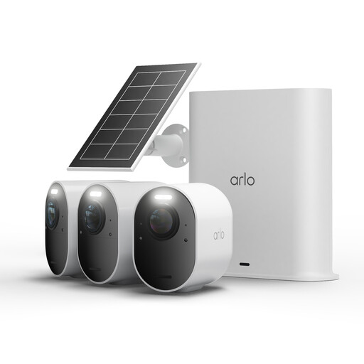 Arlo Ultra 3 4K 3-pack outdoor security cameras with one solar panel