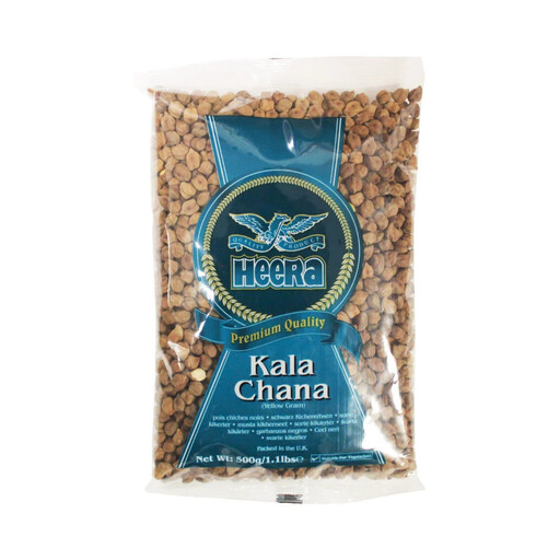 A bag of Heera Kala Chana (dried black chickpeas)