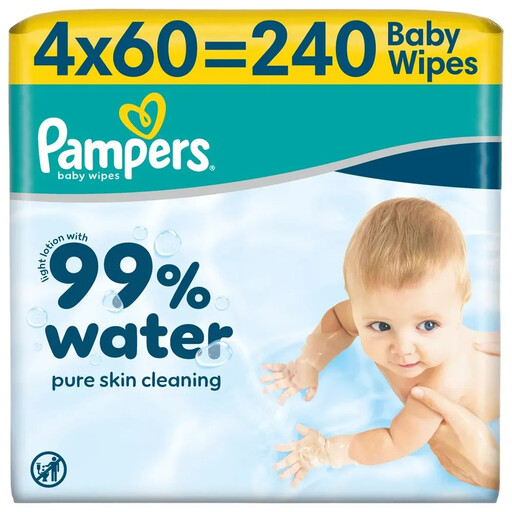 Pampers Baby Wipes 99% Water, 240 wipes