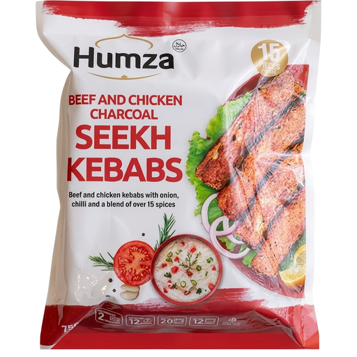Humza Beef Charcoal Seekh Kebab (Halal) 750g
