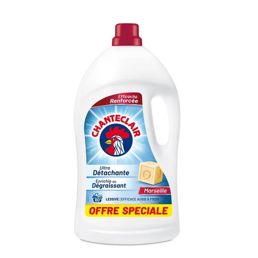 CHANTECLAIR Liquid Laundry Detergent Ultra Stain Removal Marseille Degreaser 80 Washes 3.6 L